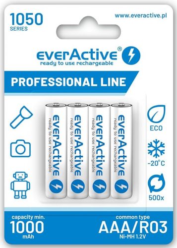 4x Pilas recargables everActive R03/AAA Ni-MH 1050 mAh 