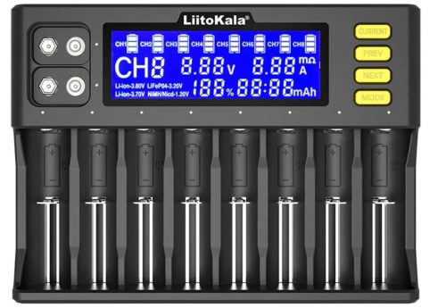 LiitoKala LII-S8 Cargador de batería 8 bahías 